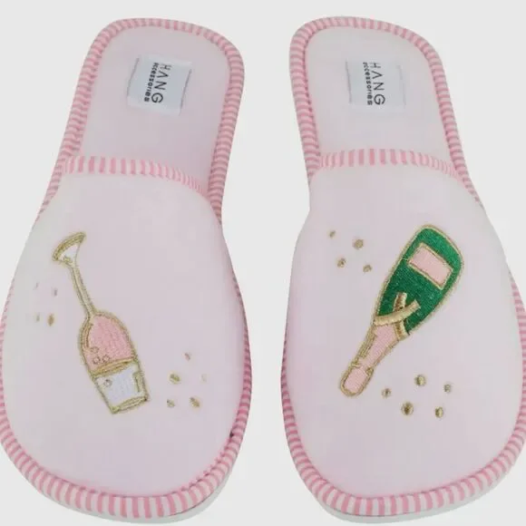Champagne Lover’s Slipper And Pouch Set. Size large (10/11) - Picture 6 of 8